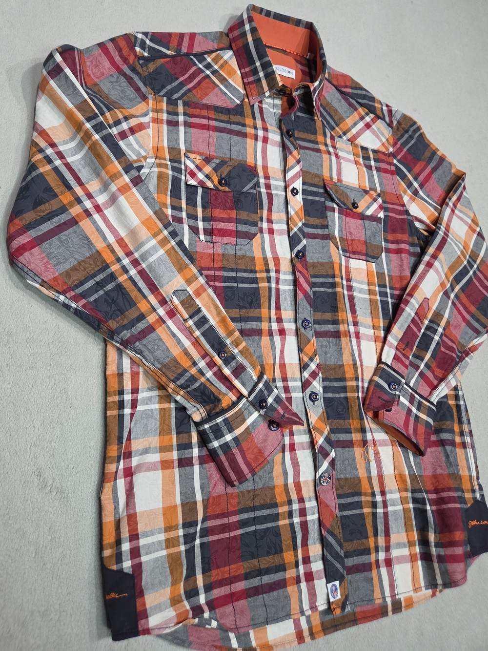 John Lennon Men's Plaid Button Up Shirt Size M Long Sleeve Pre-Owned Excellent